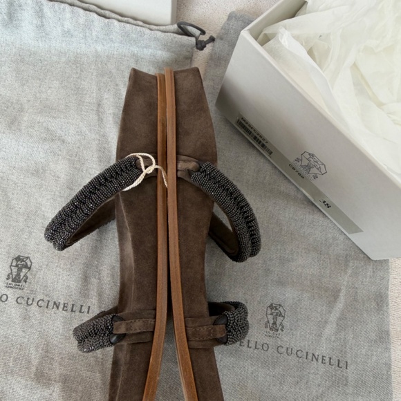 NEW in BOX! Brunello Cucinelli Monili Suede Slides NEGOTIABLE